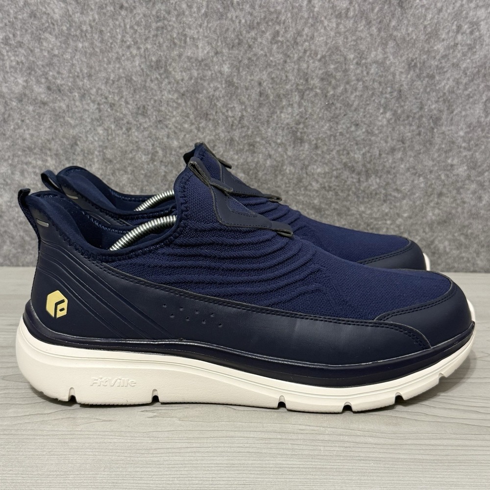 FitVille Slip-On Walking Shoes Men's Sz 12EW Navy Blue Comfort